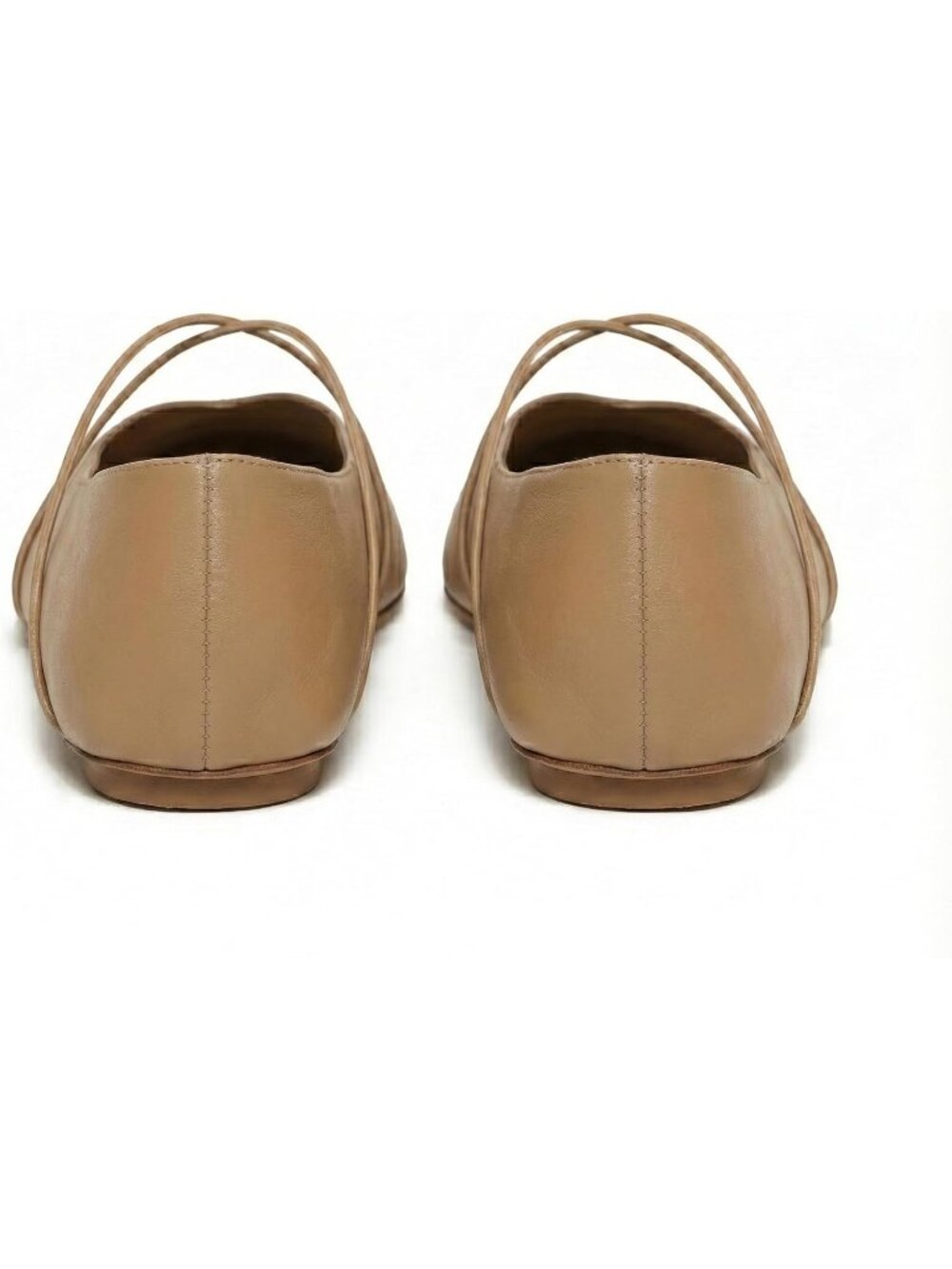 Women's Square Toe Ballet Flats Tan Criss-Cross Straps Slip On Mary Jane Flat - Picture 5 of 6